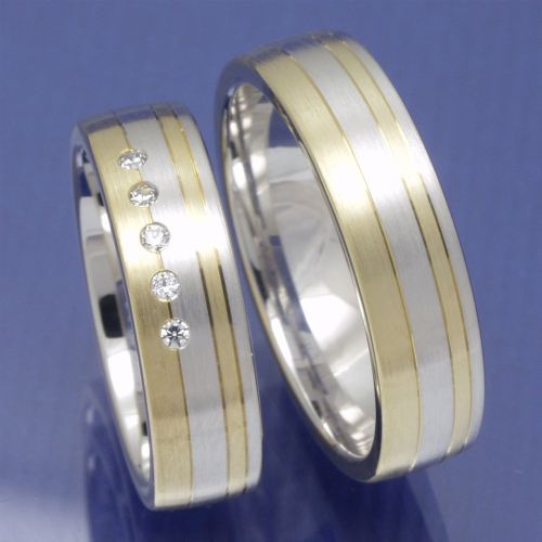 S2045 Eheringe Trauringe aus 585 Gelb und Weissgold