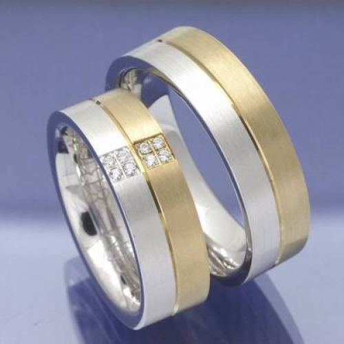 Eheringe Trauringe mehrfarbig aus 585 Gelb und Weißgold S314