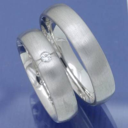 Mattierte Partnerringe aus 585 Weissgold 061575-5