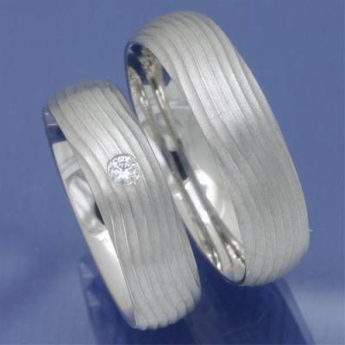 Partnerringe aus 585 Weissgold mitt Wellenmuster 061574-6