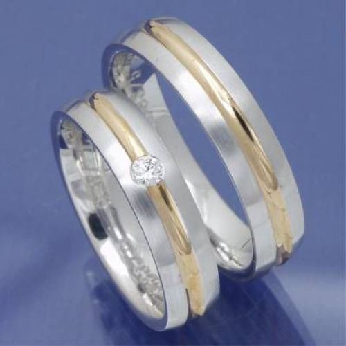 Partnerringe aus 585 Weissgold und Rotgold 051583-5
